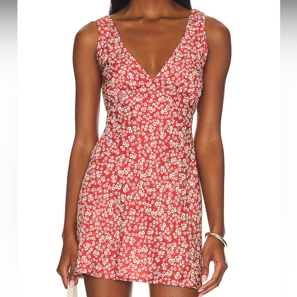 Red floral dress